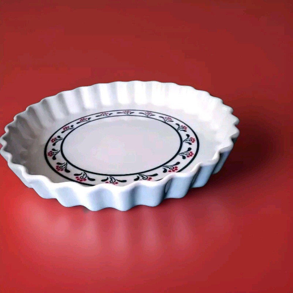 Vintage Copco Quiche Pie Dish Fluted, Country Fine Porcelain 1982 10" Pan Japan - Picture 2 of 3